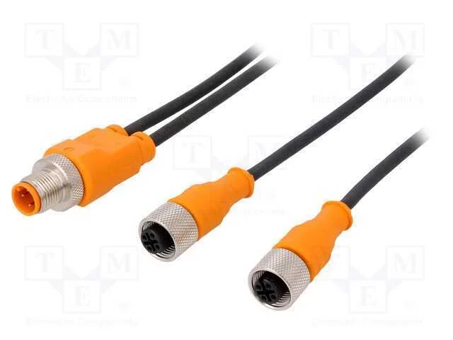 T- conector, macho M12,f&ecirc;mea M12 x2, PIN: 3, IP67.