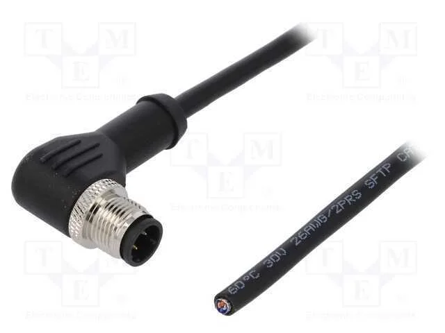 Ficha, M12, Pin: 4, Macho, C&oacute;digo D-Ethernet, Ip65,Ip67, 250v, 4a