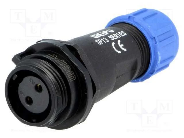 Ficha, Sp13, F&ecirc;mea, Pin: 2, Ip68, 4&divide;6,5mm, 13a, Solda, com Cabo, 250v