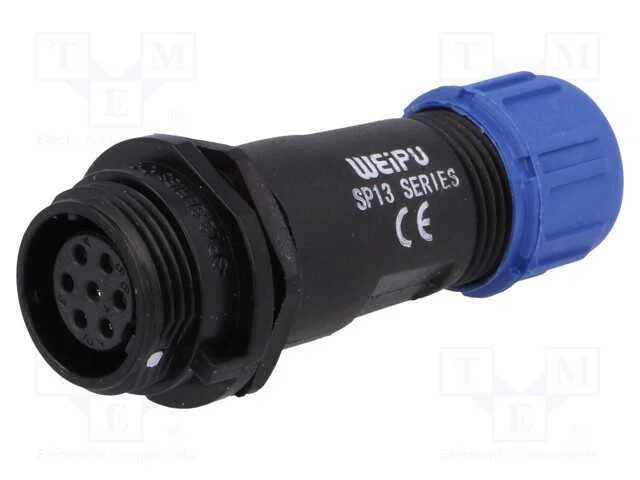 Ficha, Sp13, F&ecirc;mea, Pin: 7, Ip68, 4&divide;6,5mm, 5a, Solda, com Cabo, 125v