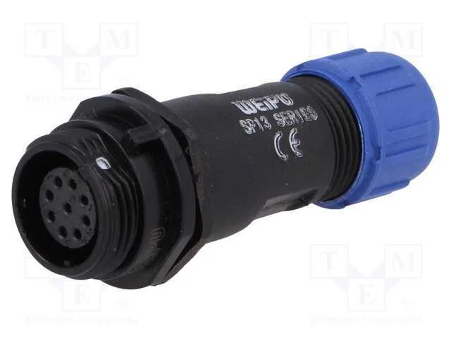 Ficha, Sp13, F&ecirc;mea, Pin: 9, Ip68, 4&divide;6,5mm, 3a, Solda, com Cabo, 125v