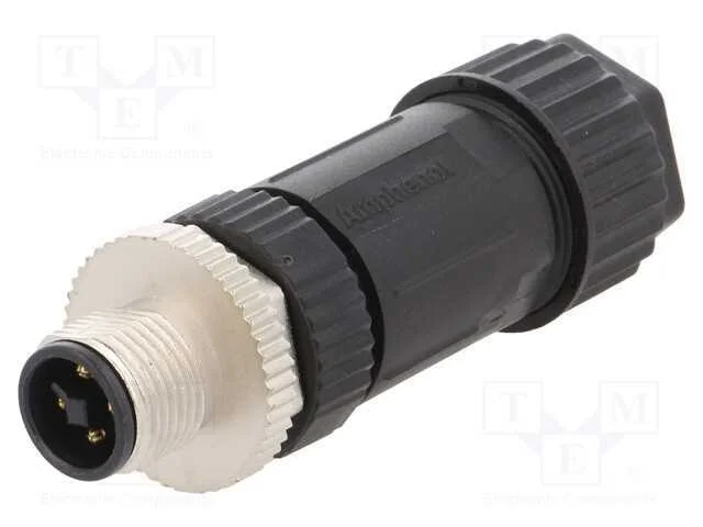 Ficha, M12, Pin: 4, Macho, C&oacute;digo T-Power, com Cabo, Ip67, Simples