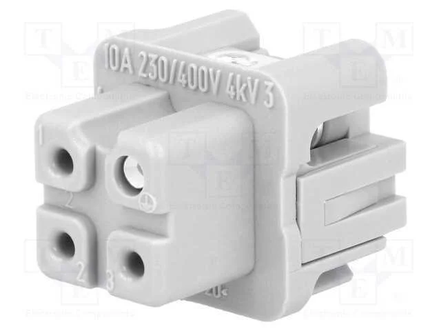 Conector: Hdc, Inserto de Contatos, F&ecirc;mea, Han A, Pin: 4, 3+Pe