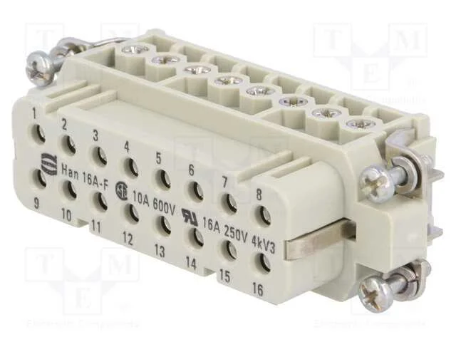Conector: HDC, f&ecirc;mea, Han A, PIN: 16, 16+PE, tama.