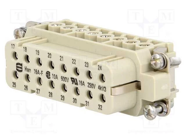 Conector: HDC, f&ecirc;mea, Han A, PIN: 16, 16+PE, tama.