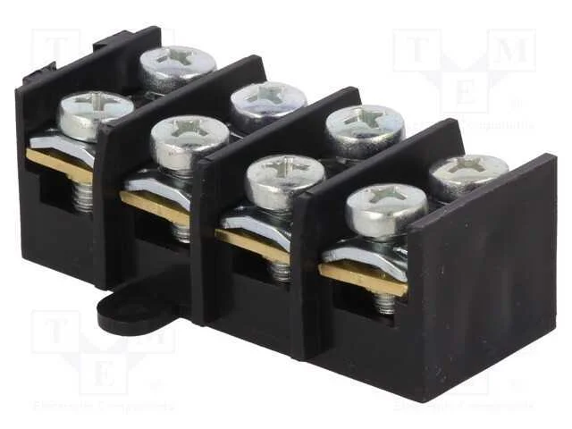 Bloco Terminal, Terminal Parafusado, 10mm2, 57a, Faixas: 4, Preta