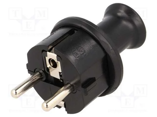 Conector: de Alimenta&ccedil;&atilde;o, Macho, Ficha, 2p+Pe, 230vac, 16a, Preta