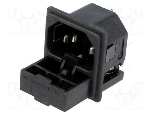 Conector: de alimenta&ccedil;&atilde;o, tomada, macho, 10A, 250.