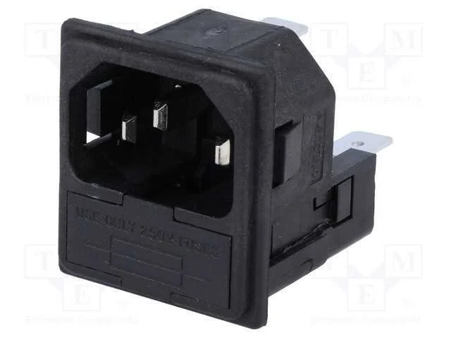 Conector: de alimenta&ccedil;&atilde;o, tomada, macho, 10A, 250.
