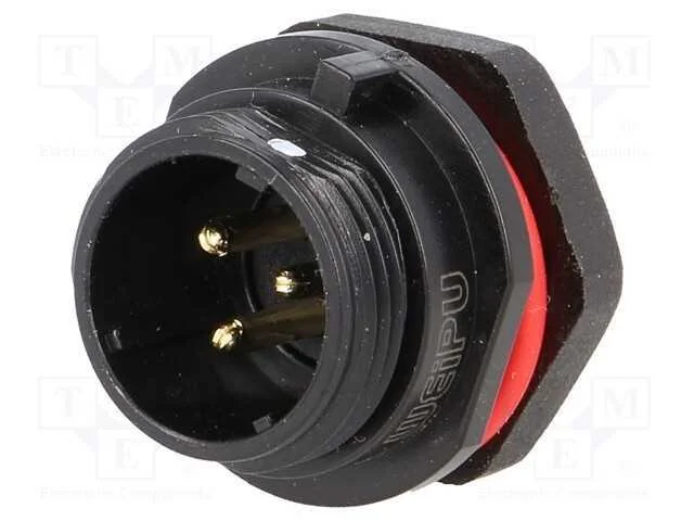 Tomada, Sp13, Macho, Pin: 3, Ip68, 13a, Solda, para Painel, 250v, 2mm2