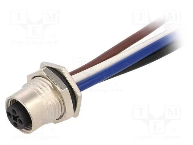 Tomada, M12, Pin: 4, F&ecirc;mea, C&oacute;digo T-Power, Fios, Ip67, 12a, 1,5mm2