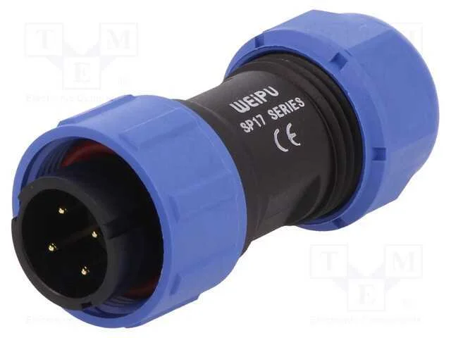Ficha, SP17, macho, PIN: 4, IP68, 6&divide;10mm, solda, .