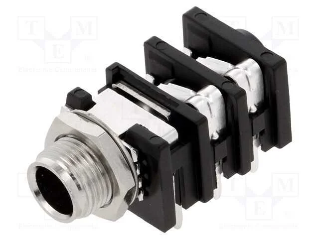 Tomada, Jack 6,3mm, f&ecirc;mea, stereo,com interruptor.