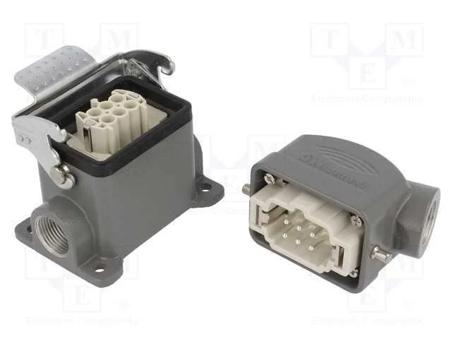 Conector: HDC, macho + f&ecirc;mea, S-E, PIN: 6, 6+PE, .