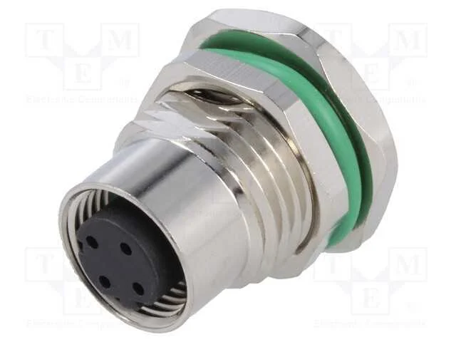 Tomada, M12, Pin: 4, F&ecirc;mea, C&oacute;digo D-Ethernet, Tht, Ip67, 250v, 4a