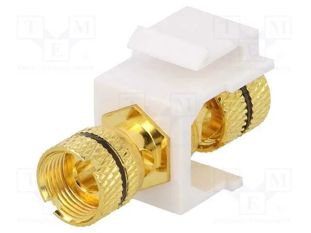 Tomada, Conector, F&ecirc;mea X2, Keystone, para Painel,Trinco, Dourado