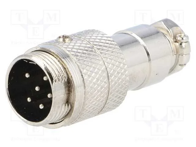 Ficha, de microfone, macho, PIN: 6, com cabo, sim.