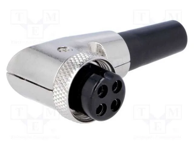 Ficha, de microfone, f&ecirc;mea, PIN: 4, com o anel pr.