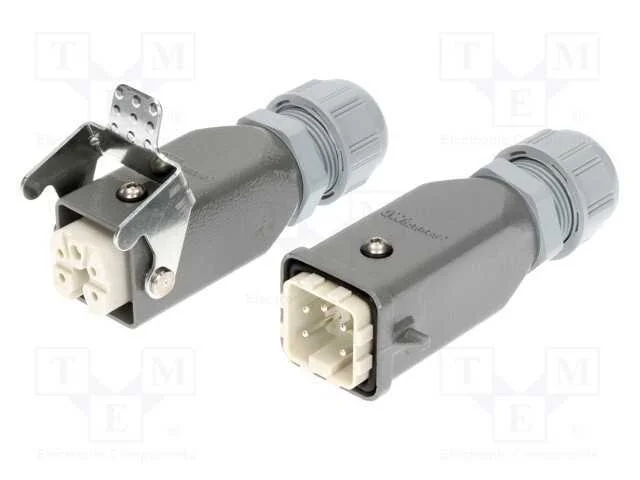 Conector: HDC, macho + f&ecirc;mea, PIN: 5, 4+PE, taman.