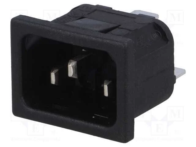 Conector: de Alimenta&ccedil;&atilde;o, Tomada, Macho, 10a, 250vac, Iec 60320