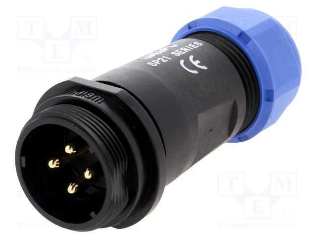 Ficha, SP21, macho, PIN: 4, IP68, 7&divide;12mm, 30A, so.