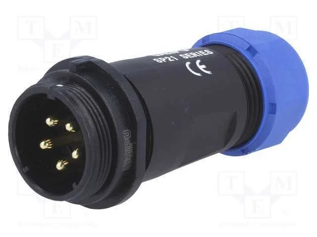 Ficha, Sp21, Macho, Pin: 5(2+3), Ip68, 7&divide;12mm, 5a,30a, Solda, 500v