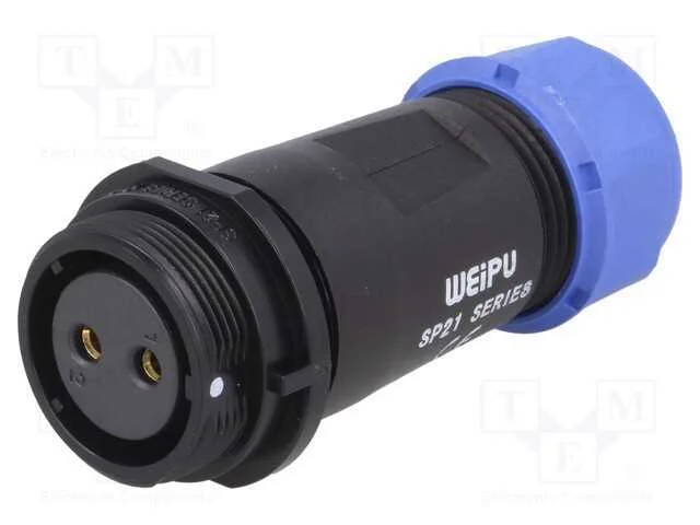 Ficha, SP21, f&ecirc;mea, PIN: 2, IP68, 7&divide;12mm, 30A, so.