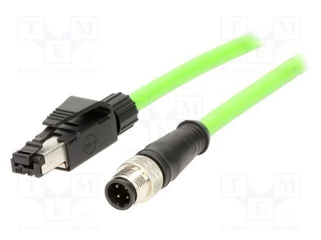 Adaptador, Macho M12,Rj45 Ficha, C&oacute;digo D-Ethernet, Pin: 4, Ip67