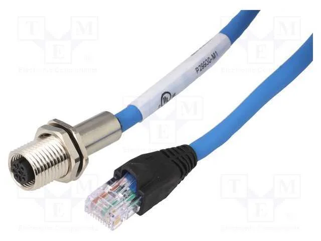 Adaptador, F&ecirc;mea M12,Rj45 Ficha, C&oacute;digo D-Ethernet, Pin: 4, Ip65