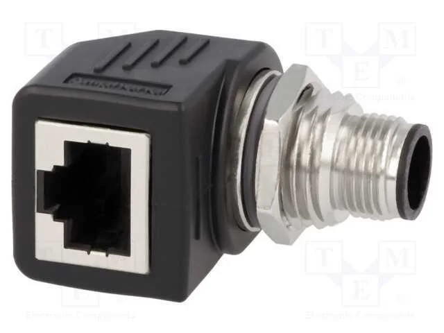 Adaptador, macho M12,RJ45 tomada, c&oacute;digo D-Ethern.