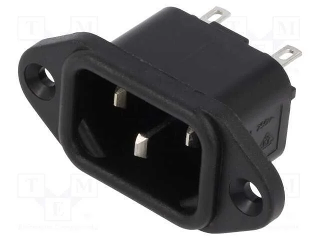 Conector: de Alimenta&ccedil;&atilde;o, Tomada, Macho, 10a, 250vac, C14 (E)