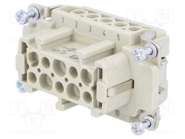 Conector: Hdc, Inserto de Contatos, F&ecirc;mea, Han E, Pin: 10, 10+Pe