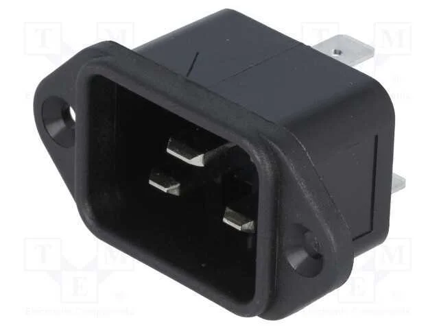Conector: de Alimenta&ccedil;&atilde;o, Tomada, Macho, 16a, 250vac, Iec 60320