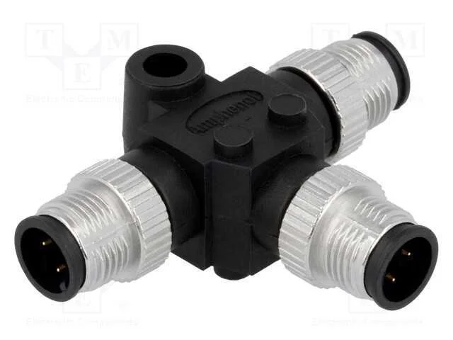 T- conector, M12 macho x3, c&oacute;digo A-DeviceNet / C.