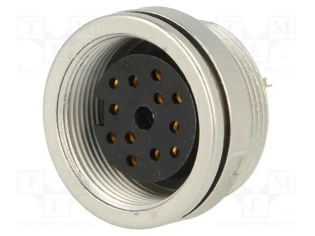 Conector: M16, Tomada, F&ecirc;mea, Solda, Pin: 12, 3a,.