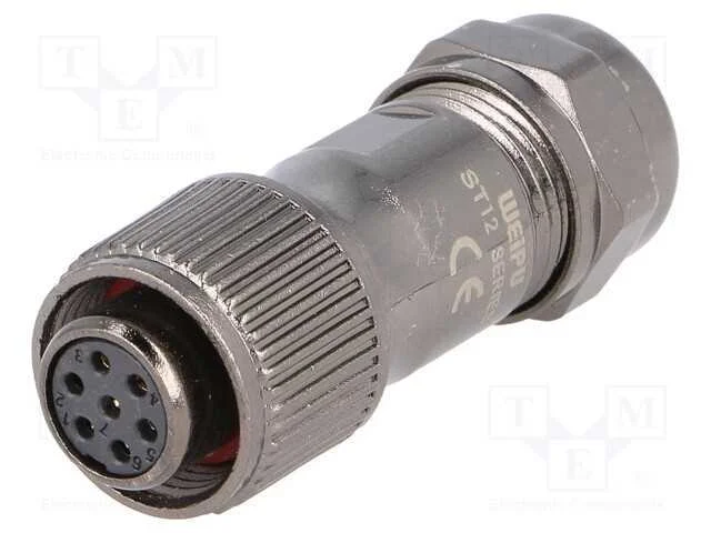 Ficha, ST12, f&ecirc;mea, PIN: 7, IP67, 5&divide;8mm, 5A, sold.