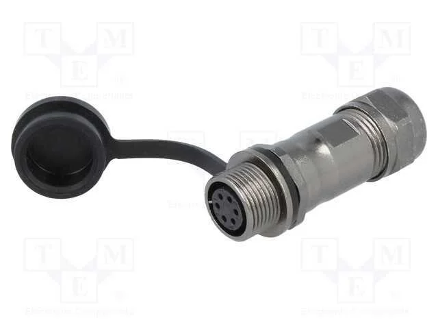 Ficha, ST12, f&ecirc;mea, PIN: 6, IP67, 5&divide;8mm, 5A, sold.