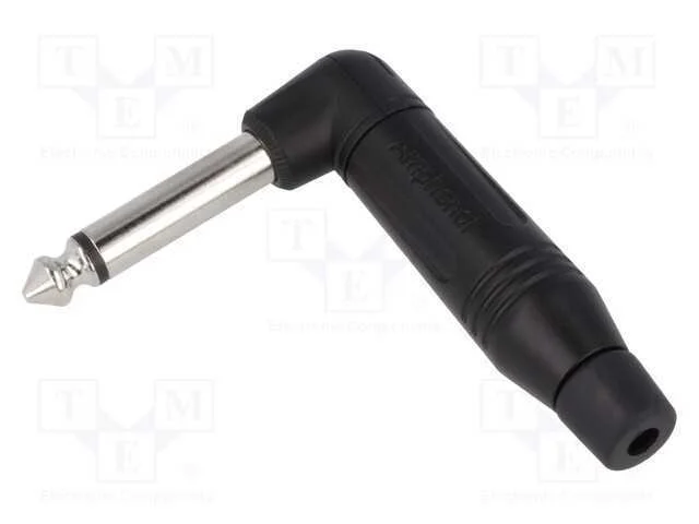 Ficha, Jack 6,3mm, macho, mono, faixas: 2, angula.