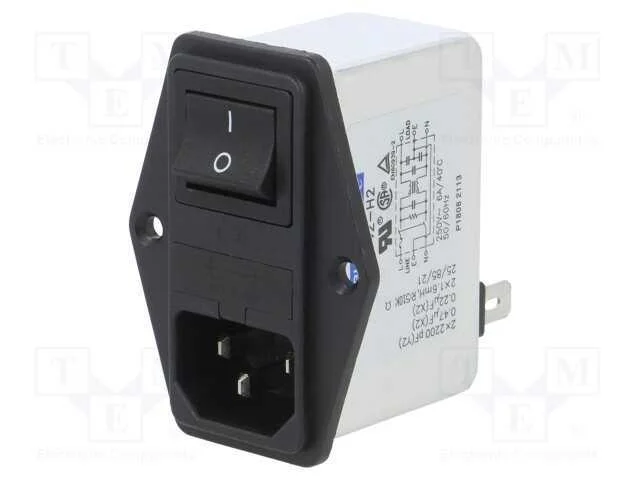 Conector: de alimenta&ccedil;&atilde;o, tomada, macho, 6A, 250V.
