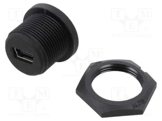 Tomada, USB B mini, para painel,roscado, THT, sim.