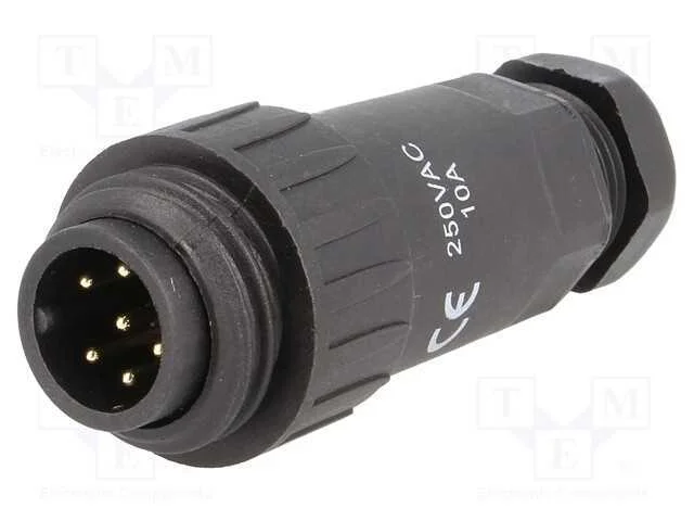 Ficha, Wa22, Macho, Pin: 7, 6+Pe, Ip67, 9&divide;10,5mm, 10a, Solda, 250v