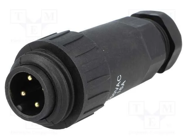 Ficha, Wa22, Macho, Pin: 4, 3+Pe, Ip67, 5&divide;6,5mm, 16a, 400v, Dourado