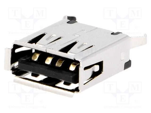 Tomada, Usb A, para Pcb, Tht, Simples, 2.0, Dourado