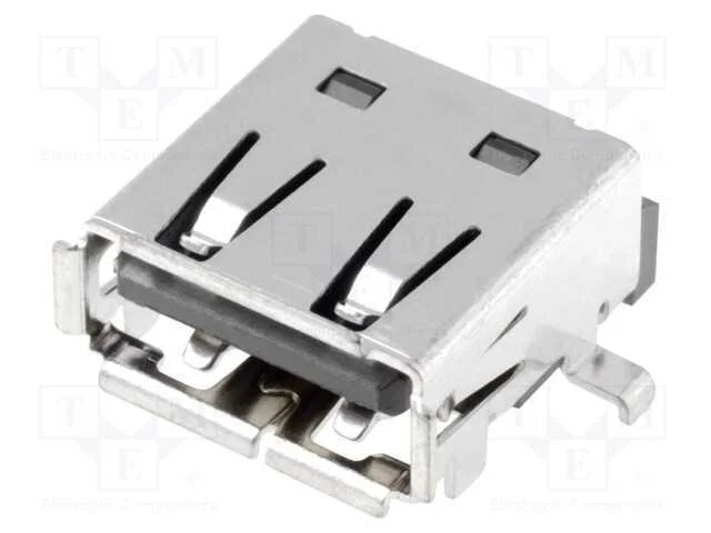 Tomada, USB A, para PCB, SMT, PIN: 4, horizontais.