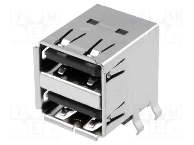 Tomada, USB A, para PCB, THT, PIN: 4, angulares 9.