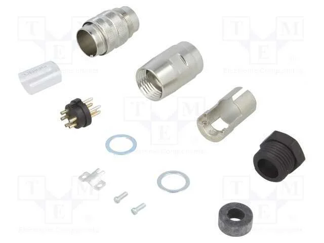 Conector: M16, Ficha, Macho, Solda, com Cabo, Pin: 5, 5a, 300v, 0,5mm2