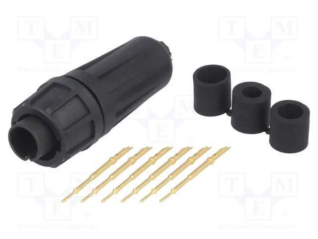 Conector: Redondos, En2, Ficha, Macho, Solda, com Cabo, Pin: 6, 3a