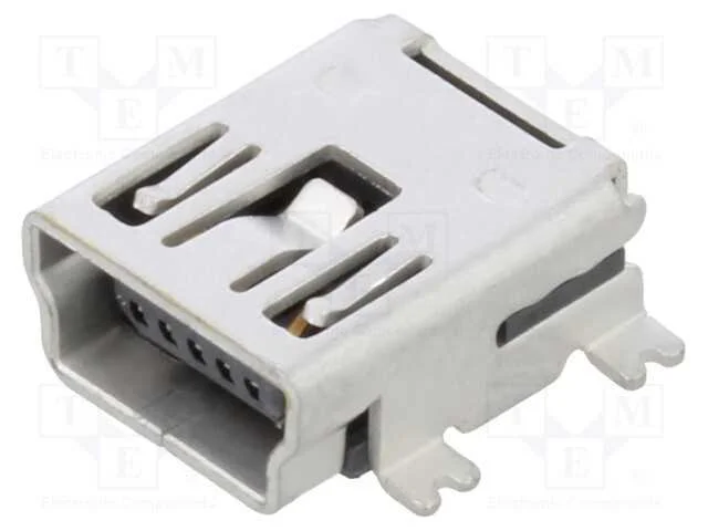 Tomada, USB B mini, SMT, PIN: 5, horizontais, USB.