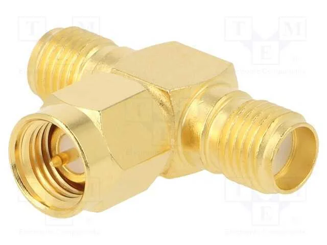 T- Conector, Macho Sma,Sma F&ecirc;mea X2, T, 50o, Ptfe, Dourado