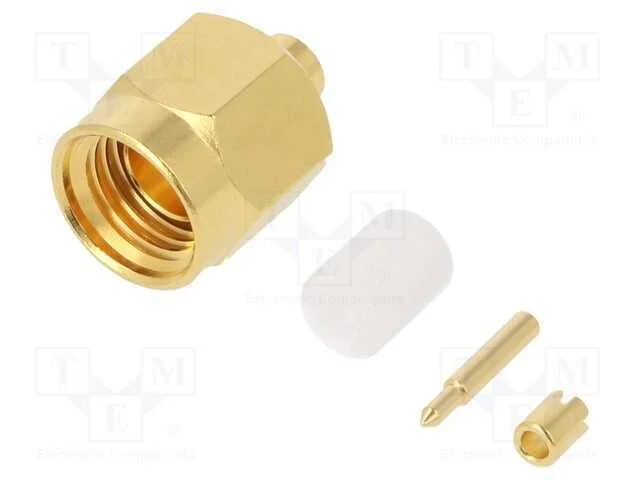 Ficha, Sma, Macho, Simples, 50o, Solda, com Cabo, Ptfe, Dourado
